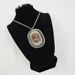 Vintage Sterling Silver Carved Scarab Pendant Necklace 28"